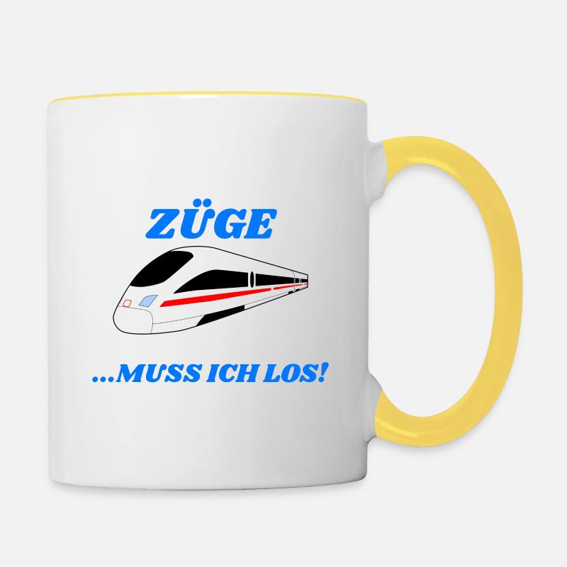When the trains call I must go 2 - Contrasting Mug - white/yellow
