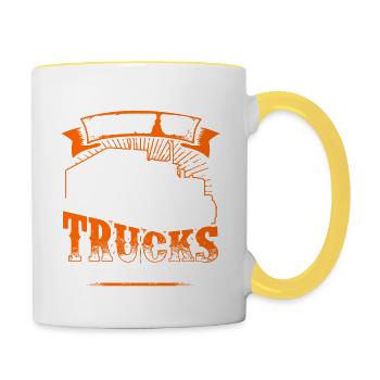 Grew Up - Trucker - EN - Tasse zweifarbig - Weiß/Gelb - Rechts