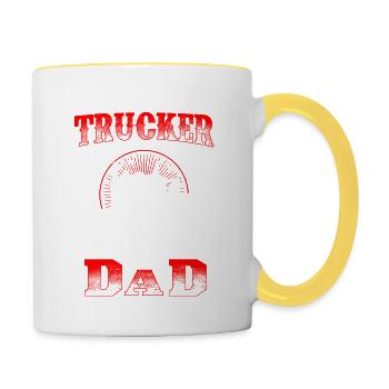 Trucker Dad - EN - Mug contrasté - blanc/jaune - Droite