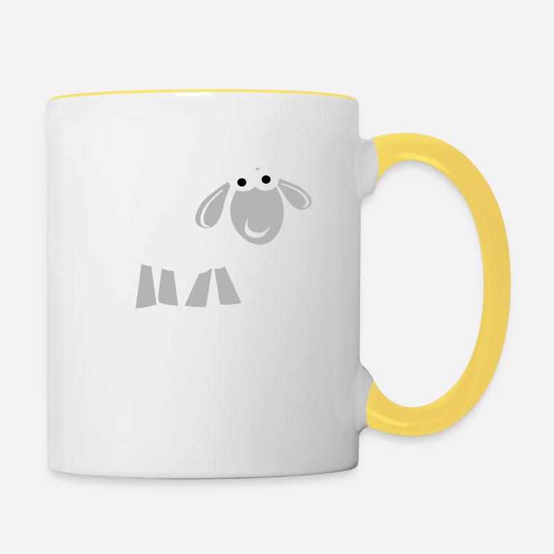 Schaf - Tasse zweifarbig - Weiß/Gelb