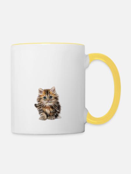 I Love Cats - Tasse zweifarbig - Weiß/Gelb