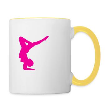 Gymnastik Turnen Turnerin Frau Geschenk - Tasse zweifarbig - Weiß/Gelb - Rechts