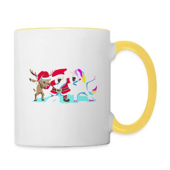 Dabbing Santa DAB Unicorn reindeer Christmas gift - Contrasting Mug - white/yellow - Right