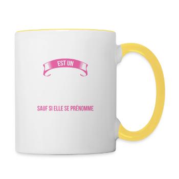 Patricia idéale mythe cadeau noël - Mug contrasté - blanc/jaune - Droite