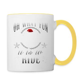 Motorradfahrer Biker Santa Weihnachten Geschenk - Tasse zweifarbig - Weiß/Gelb - Rechts