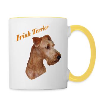 Irish Terrier - Tasse zweifarbig - Weiß/Gelb - Rechts