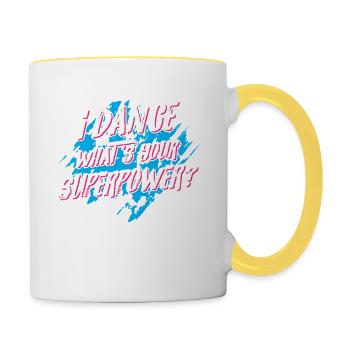 I dance what's your Superpower? - disco dancing - Mug contrasté - blanc/jaune - Droite