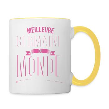 Meilleure Germaine du monde femme - Mug contrasté - blanc/jaune - Droite