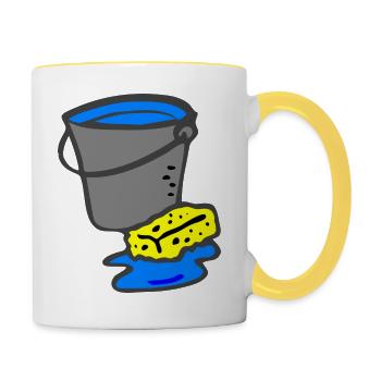 cleaning cleaning cleaning woman broom wischmop32 - Contrasting Mug - white/yellow - Right
