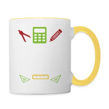 Mathe Mathematik Lehrer GEschenk - Tasse zweifarbig - Weiß/Gelb - Rechts