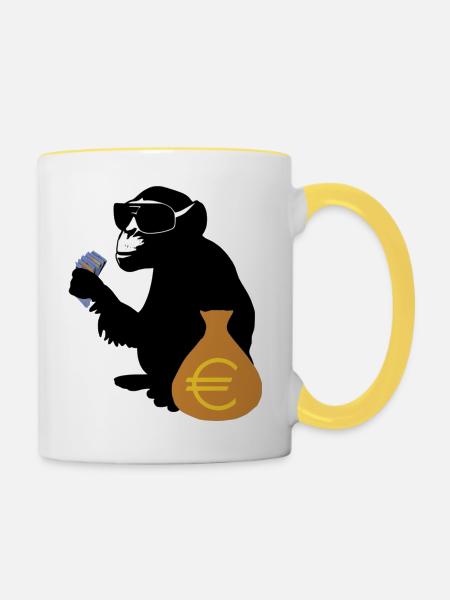 euro monkey - Tasse zweifarbig - Weiß/Gelb