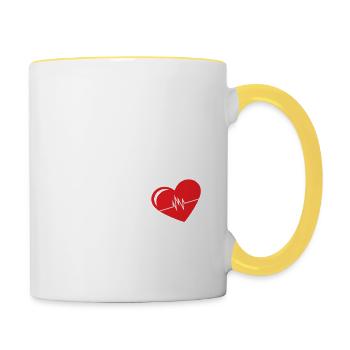 Cute Enough to stop your heart skilled enough - Contrasting Mug - white/yellow - Right