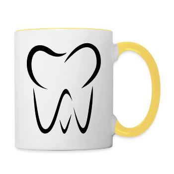 Zahn - Tasse zweifarbig - Weiß/Gelb - Rechts