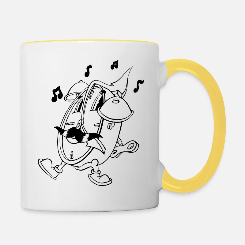 Crazy alarm clock - Contrasting Mug - white/yellow