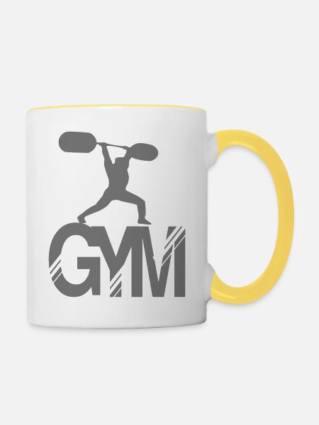 Fitnessstudio - Tasse zweifarbig - Weiß/Gelb