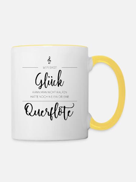 Querflöte Instrument Geschenk - Tasse zweifarbig - Weiß/Gelb