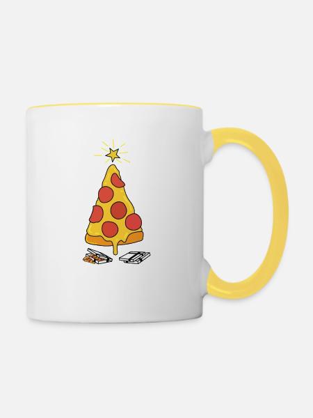 Pizza Christmas Tree - Tasse zweifarbig - Weiß/Gelb