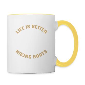 Montagnes Chemise · Alpinisme · Randonnée · Bottes de randonnée - Mug contrasté - blanc/jaune - Droite