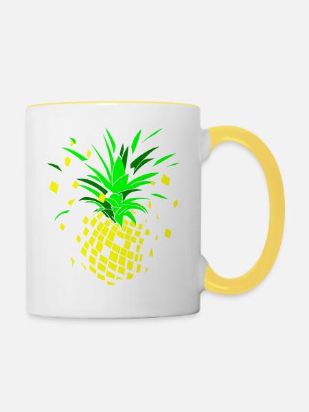 Ananas fruchtige Explosion - Tasse zweifarbig - Weiß/Gelb