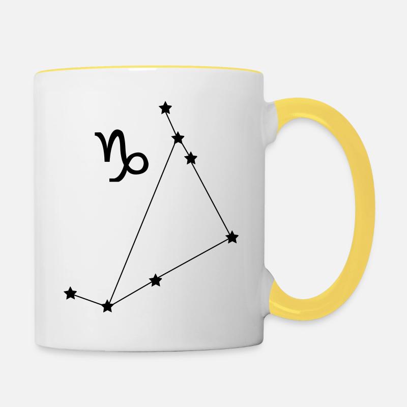 Zodiac constellation Capricorn - Contrasting Mug - white/yellow