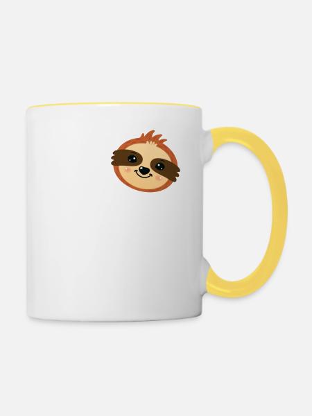 Nope - Note Today - Lazy Sloth - Tasse zweifarbig - Weiß/Gelb