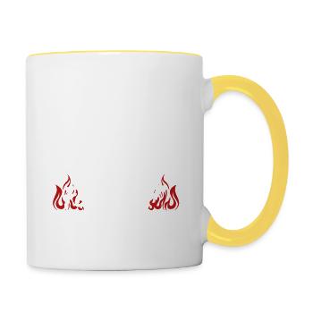 Feuerwehr T-Shirt · Feuerwehrmann · Ich verrückt? - Tasse zweifarbig - Weiß/Gelb - Rechts