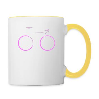 Vélo, vélo de route, cadeau de femmes de vélo - Mug contrasté - blanc/jaune - Droite