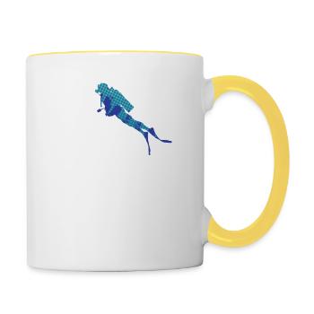 Diving - Diver - Scuba Diving - Heartbeat - Contrasting Mug - white/yellow - Right