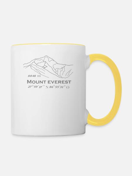 Mount Everest - Tasse zweifarbig - Weiß/Gelb