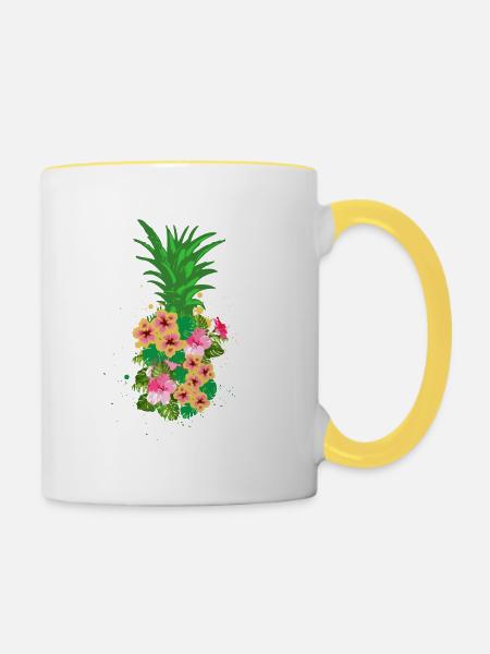 Ananas - Tasse zweifarbig - Weiß/Gelb