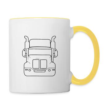 Trucker LKW Lastkraftwagen Truckfahrer Truck - Tasse zweifarbig - Weiß/Gelb - Rechts