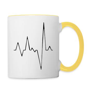Battements de cœur - Mug contrasté - blanc/jaune - Droite