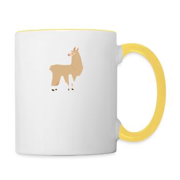 Lama mignon est mon animal T-shirt drôle d'animal - Mug contrasté - blanc/jaune - Droite