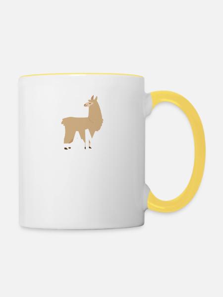 Cute Llama is My Spirit Animal Funny T Shirt - Contrasting Mug - white/yellow