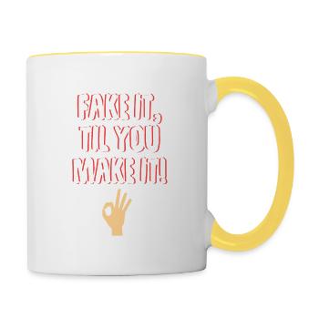 Fais-le, jusqu'à ce que tu le fasses! Cadeau - dictons - Mug contrasté - blanc/jaune - Droite
