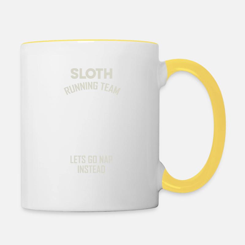 Faultier - Laufen - Team - Geschenk - Tasse zweifarbig - Weiß/Gelb