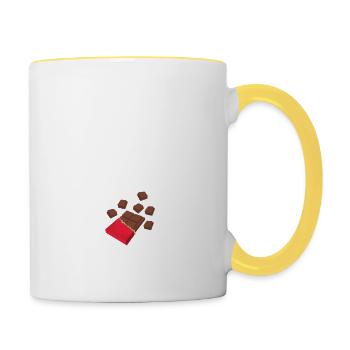 Mignon tout ce que vous avez besoin est T-shirt d'amour et de chocolats - Mug contrasté - blanc/jaune - Droite