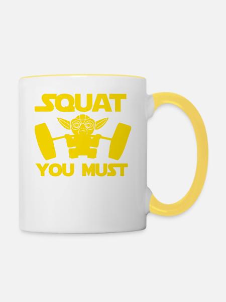 Fitness Gym - Tasse zweifarbig - Weiß/Gelb