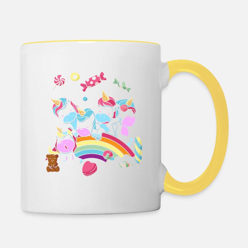 Geburtstag Geschenk Einhorn Party Tochter - Tasse zweifarbig - Weiß/Gelb
