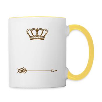 Kegel Kegeln T-Shirt - Tasse zweifarbig - Weiß/Gelb - Rechts
