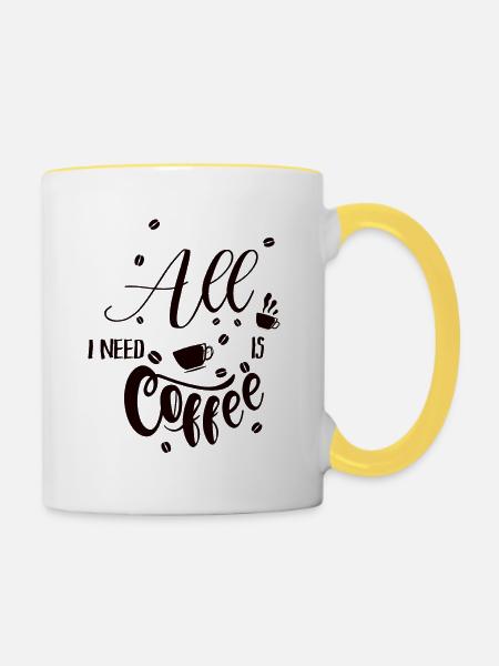 Kaffee - Tasse zweifarbig - Weiß/Gelb