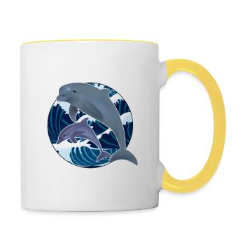 Delfin - Tasse zweifarbig - Weiß/Gelb - Rechts