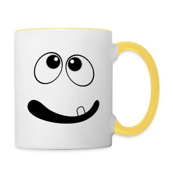 Gesicht - Tasse zweifarbig - Weiß/Gelb - Rechts