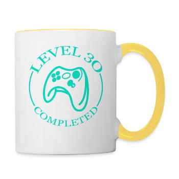 30th birthday level gift - Contrasting Mug - white/yellow - Right