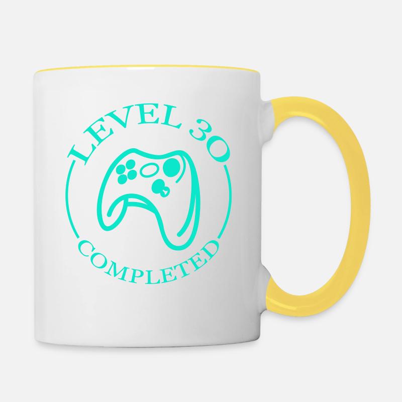 30th birthday level gift - Contrasting Mug - white/yellow