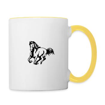 Horse equestrian equestrian pony equestrian sport dressage - Contrasting Mug - white/yellow - Right