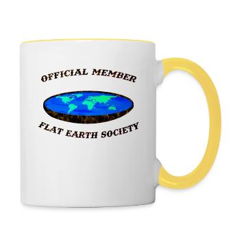 Mitglieder der Flachen erde - Tasse zweifarbig - Weiß/Gelb - Rechts