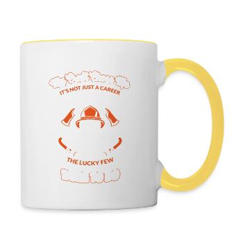 Né pour pompier pompier pompier - Mug contrasté - blanc/jaune - Droite