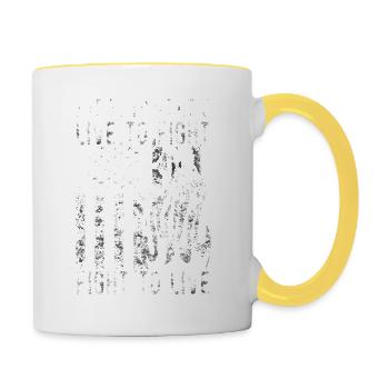 Pompier, pompier, pompier, femme pompier - Mug contrasté - blanc/jaune - Droite