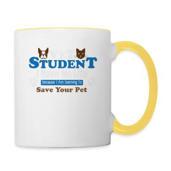 Vétérinaire Vétérinaire Vétérinaire Animaux Vétérinaires Hu - Mug contrasté - blanc/jaune - Droite